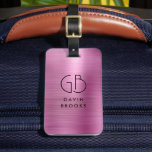 Modern Monogram Blush Pink Brushed Girly Metallic Luggage Tag<br><div class="desc">Elegant Modern Monogrammed Monogram Blush Pink Brushed Metal Metallic Bag Tag</div>