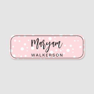 Modern Monogram Blush Pink Feminine Business  Name Tag