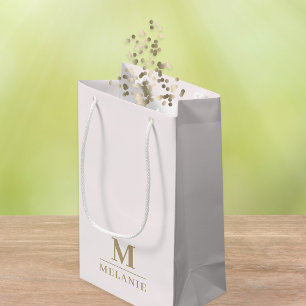 Modern Monogram Blush Pink Gold Gift Bag