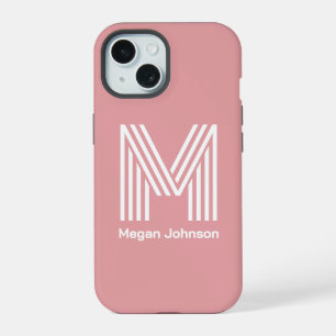 Modern Monogram Blush Pink iPhone 15 Case