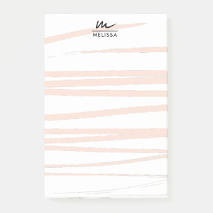 Modern Monogram Blush Pink Lines Abstract Art  Post-it Notes