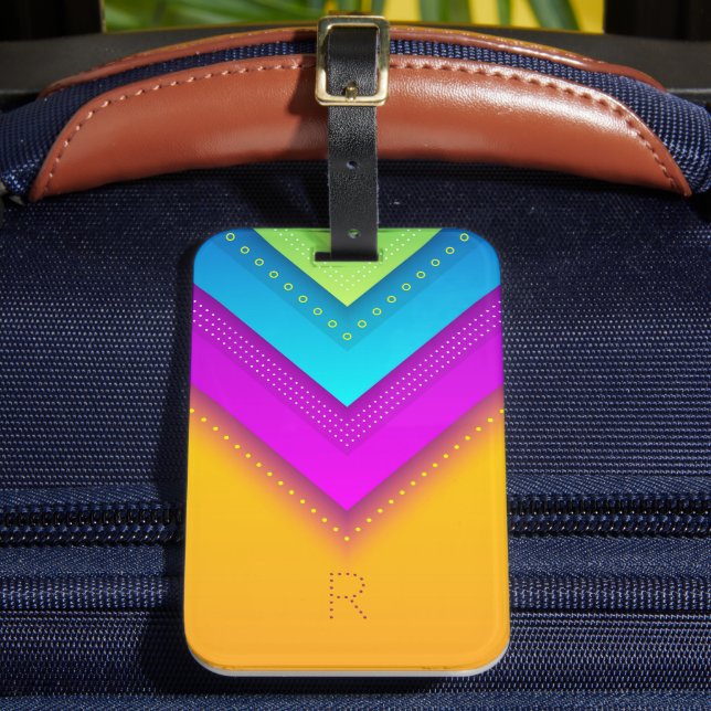 Modern Monogram Boho Geometric Chic Luggage Tag (Front Insitu 2)