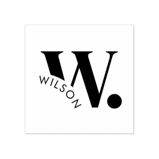 Modern Monogram | Bold Initial & Last Name Rubber Stamp