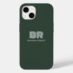 Modern Monogram Branding Logo Stylish Forest Green Case-Mate iPhone 14 Case
