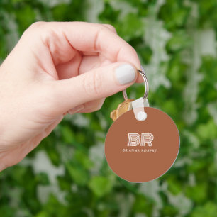 Modern Monogram Branding Logo Stylish Terracotta Key Ring