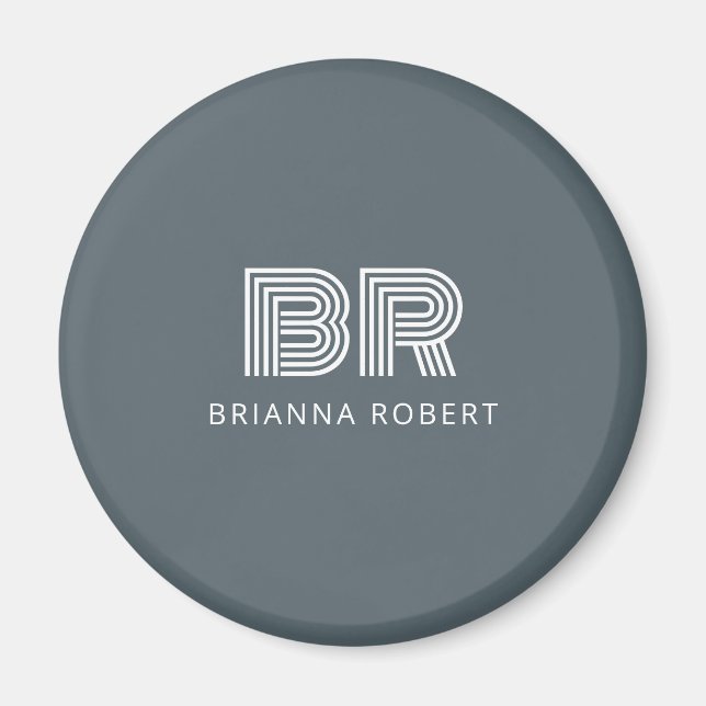 Modern Monogram Branding Logo Stylish Trendy Navy Magnet (Front)