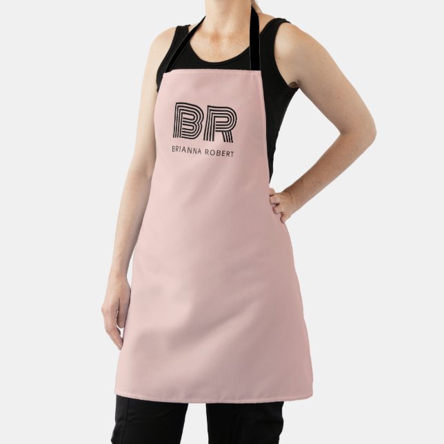 Modern Monogram Branding Logo Stylish Trendy Pink Apron (Insitu)