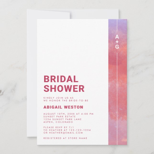 Modern Monogram Bridal Shower Invitation (Front)