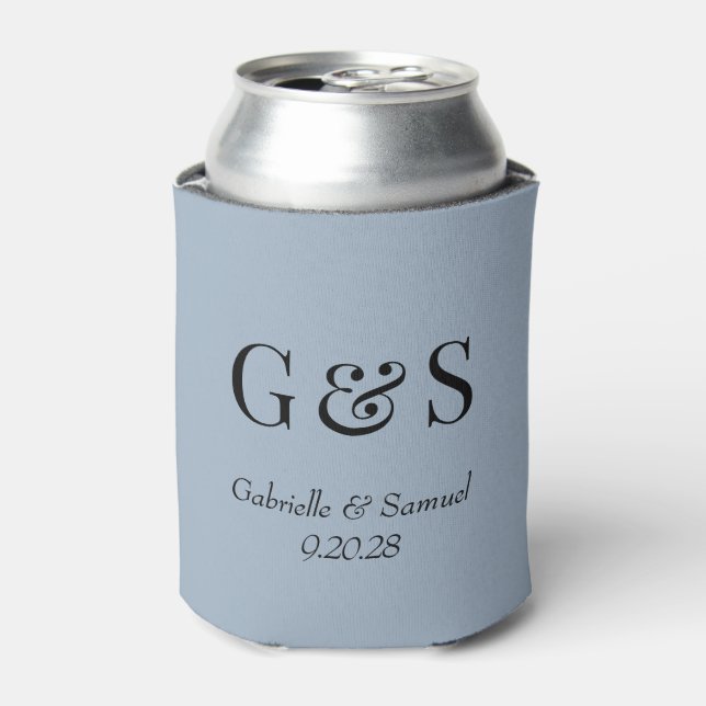 Modern Monogram Bride & Groom Names Wedding Cooler (Can Front)