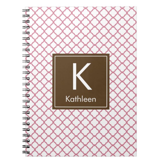 Modern Monogram (Brown/Pink) Spiral Notebook (Front)