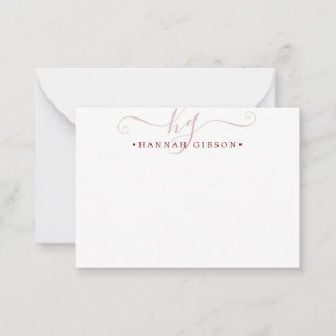 Modern Monogram Burgundy Script Initials Card