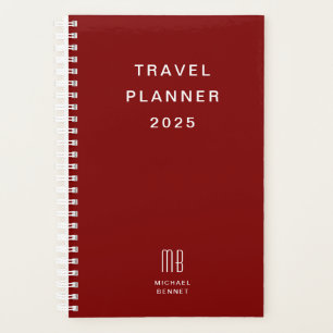 Modern Monogram Burgundy Travel Planner