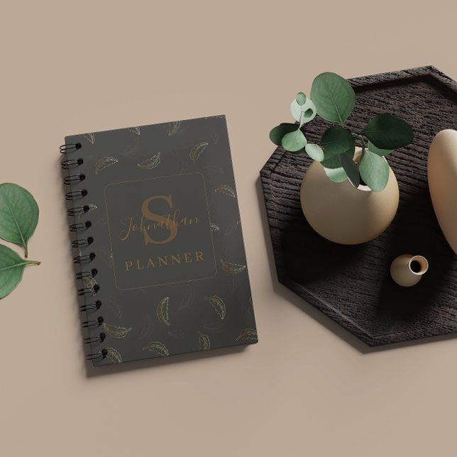 Modern Monogram Business Black - Gold Planner (Modern Monogram Business Black - Gold Planner)