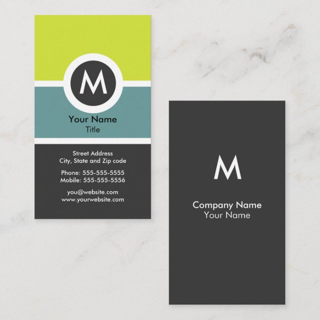 Modern Monogram Business Card (Front/Back)