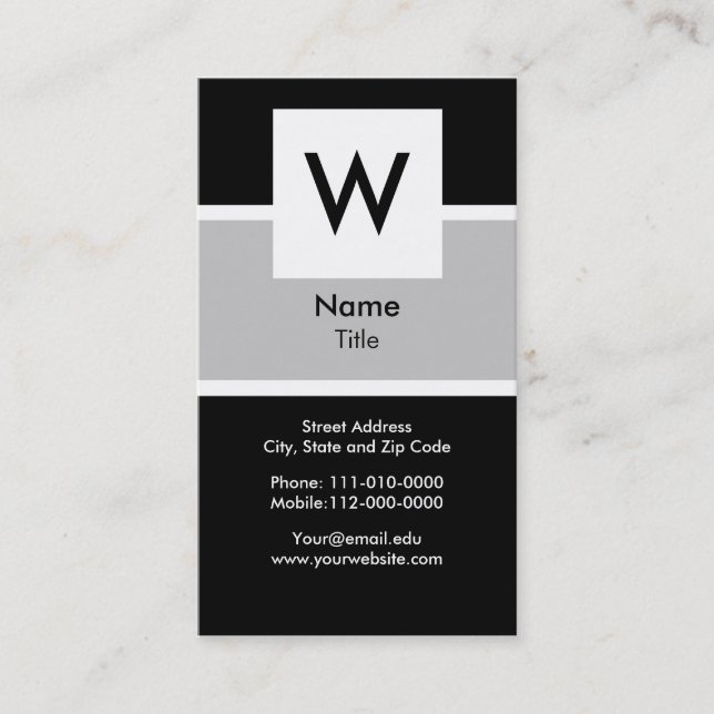 Modern Monogram Business Card (Front)