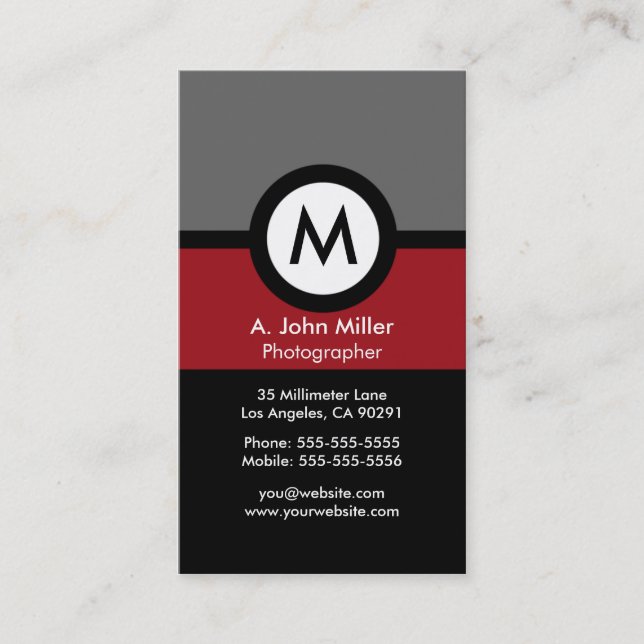 Modern Monogram Business Card (Front)