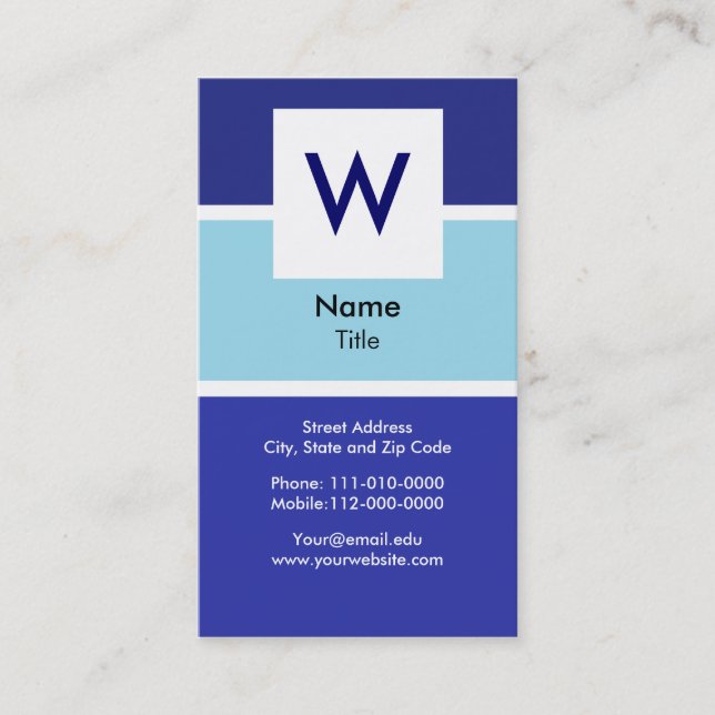Modern Monogram Business Card (Front)
