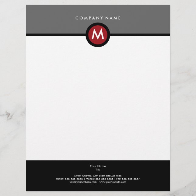 Modern Monogram Business Letterhead (Front)