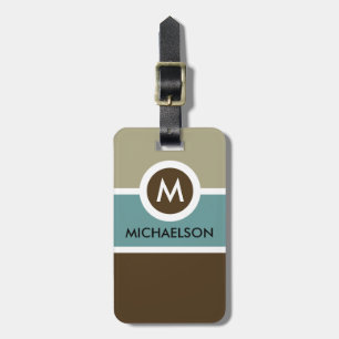 Modern Monogram Business Luggage Tag - Blue/Brown