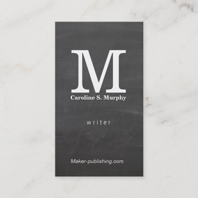 Modern Monogram (chalkboard) Business Card (Front)