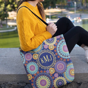 Modern Monogram Chic Colourful Custom Tote Bag