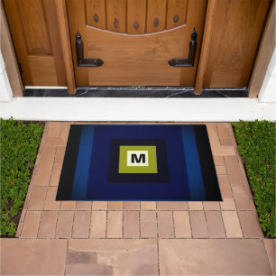 Modern Monogram Chic Elegant Blue Pattern Doormat