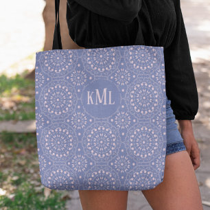 Modern Monogram Chic Pink and Purple Tote Bag