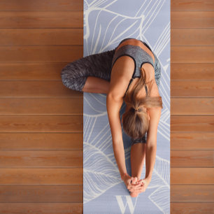 Modern Monogram Chic Tropical Periwinkle Yoga Mat