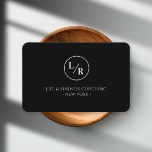 Modern, monogram, circle, black business card