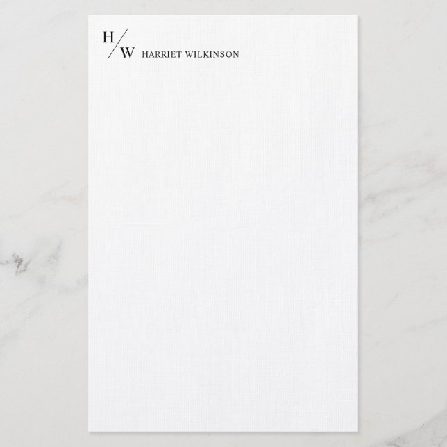 Modern Monogram Classic Black Personal Stationery  (Front)