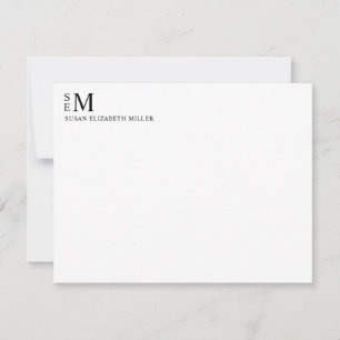 Modern Monogram Classic Black Personal Stationery Card