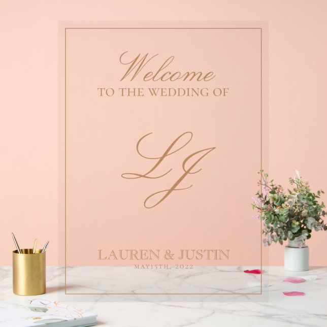 Modern Monogram Classic Terracotta Script Welcome Acrylic Sign (Wedding)