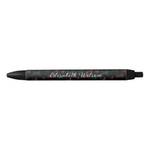 Modern Monogram Colourful Bow Pattern Black Ink Pen