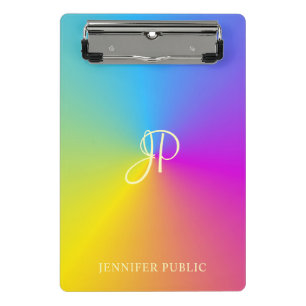 Modern Monogram Colourful Metallic Look Template Mini Clipboard