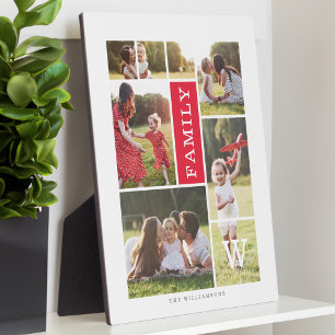 Modern Monogram Custom Family Photo Collage Plaque