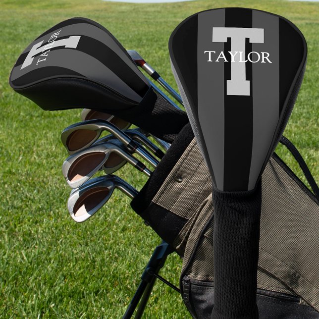 Modern Monogram Custom Grey Golf Head Cover (Creator Uploaded)