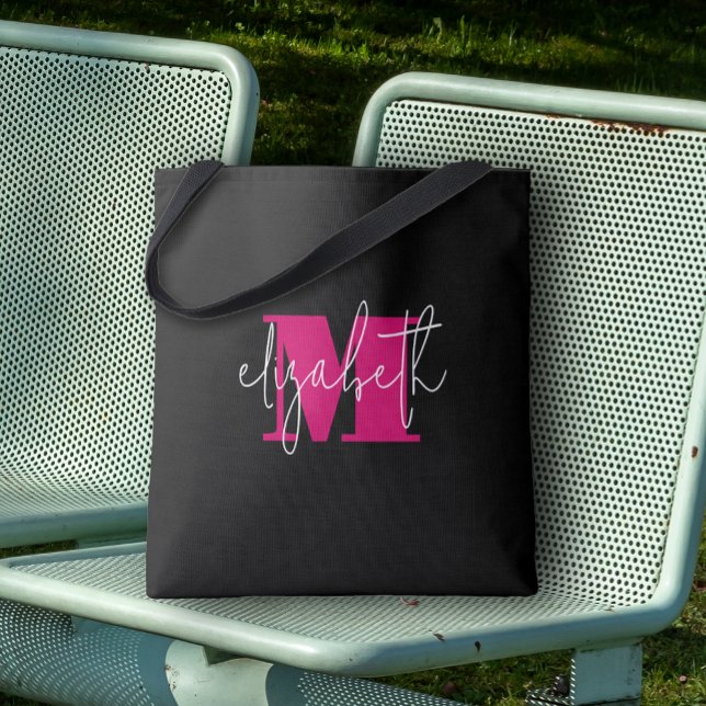 Modern Monogram Custom Name Tote Bag (Custom Tote Bag by PartyInvitationShop.com)