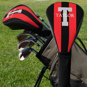 Modern Monogram Custom Red Golf Head Cover