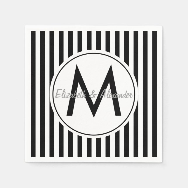 Modern Monogram Custom Striped Napkin (Front)