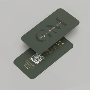 Modern Monogram Dark Green Marketing Professional Business Card