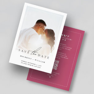 Modern Monogram Dark Pink Wedding Photo Frame Save The Date
