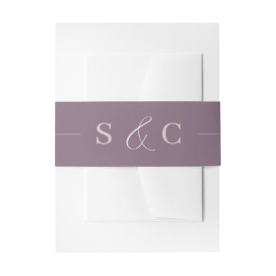 Modern Monogram Deep Plum & Pink Wedding Invitation Belly Band