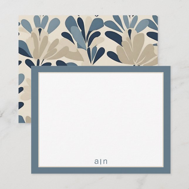 Modern Monogram Dusty Blue  Card (Front/Back)