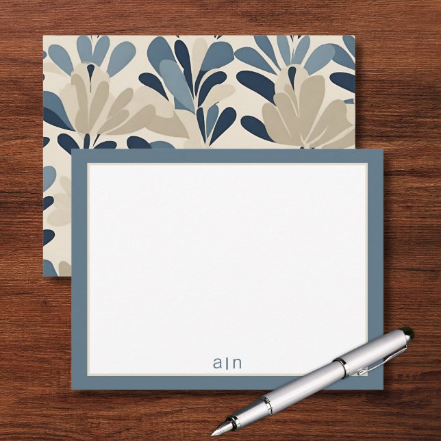 Modern Monogram Dusty Blue  Card (Creator Uploaded)