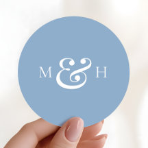 Modern Monogram Dusty Blue Wedding Favor