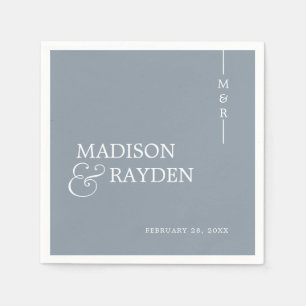 Modern Monogram Dusty Blue Wedding Napkin