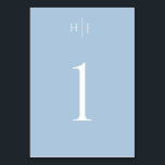 Modern Monogram Dusty Blue Wedding Table Number<br><div class="desc">This simple yet elegant table card features a modern monogram design that will match most any wedding theme.  Add your custom text using the template form. Use the advanced editing menus,  by selecting the design tool,  to change the colours,  font and layout.</div>