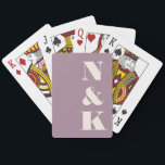 Modern Monogram Dusty Purple Custom Wedding Favour Playing Cards<br><div class="desc">Add a stylish and personal touch to your game nights with these modern custom playing cards in dusty purple. Featuring bold serif initials, this chic design is perfect for couples, families, or anyone who loves a sophisticated aesthetic. Whether for poker nights, a fun party gift, or a unique wedding favour,...</div>