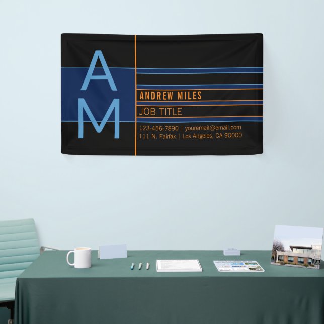 Modern Monogram & Editable Shapes & Colours Banner (Tradeshow)