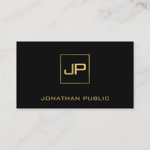Modern Monogram Elegant Black Gold Template Business Card